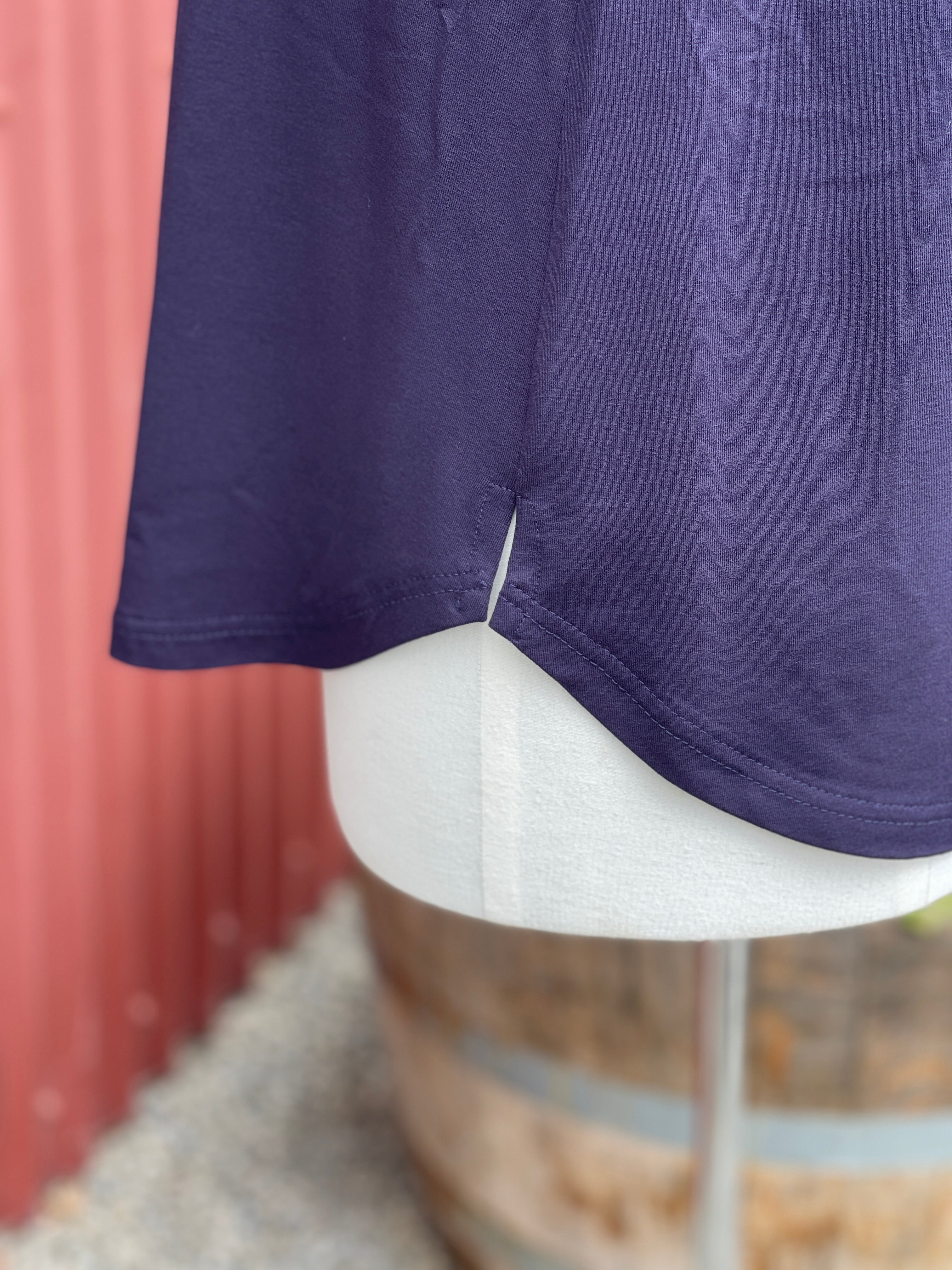 ! Curved Hem Singlet -Navy