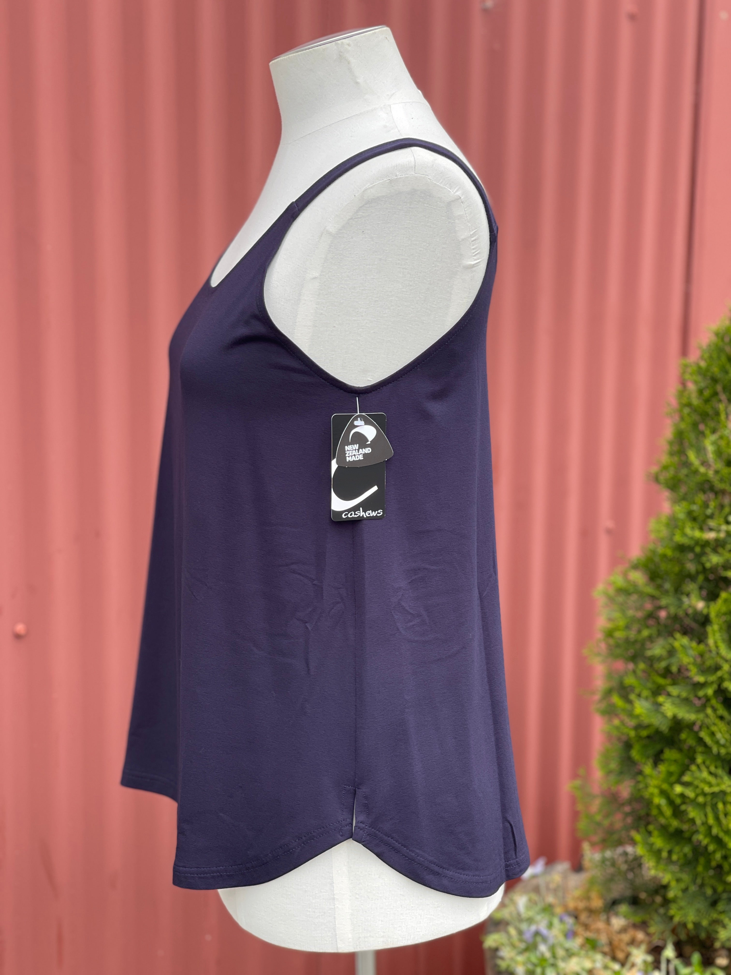 ! Curved Hem Singlet -Navy