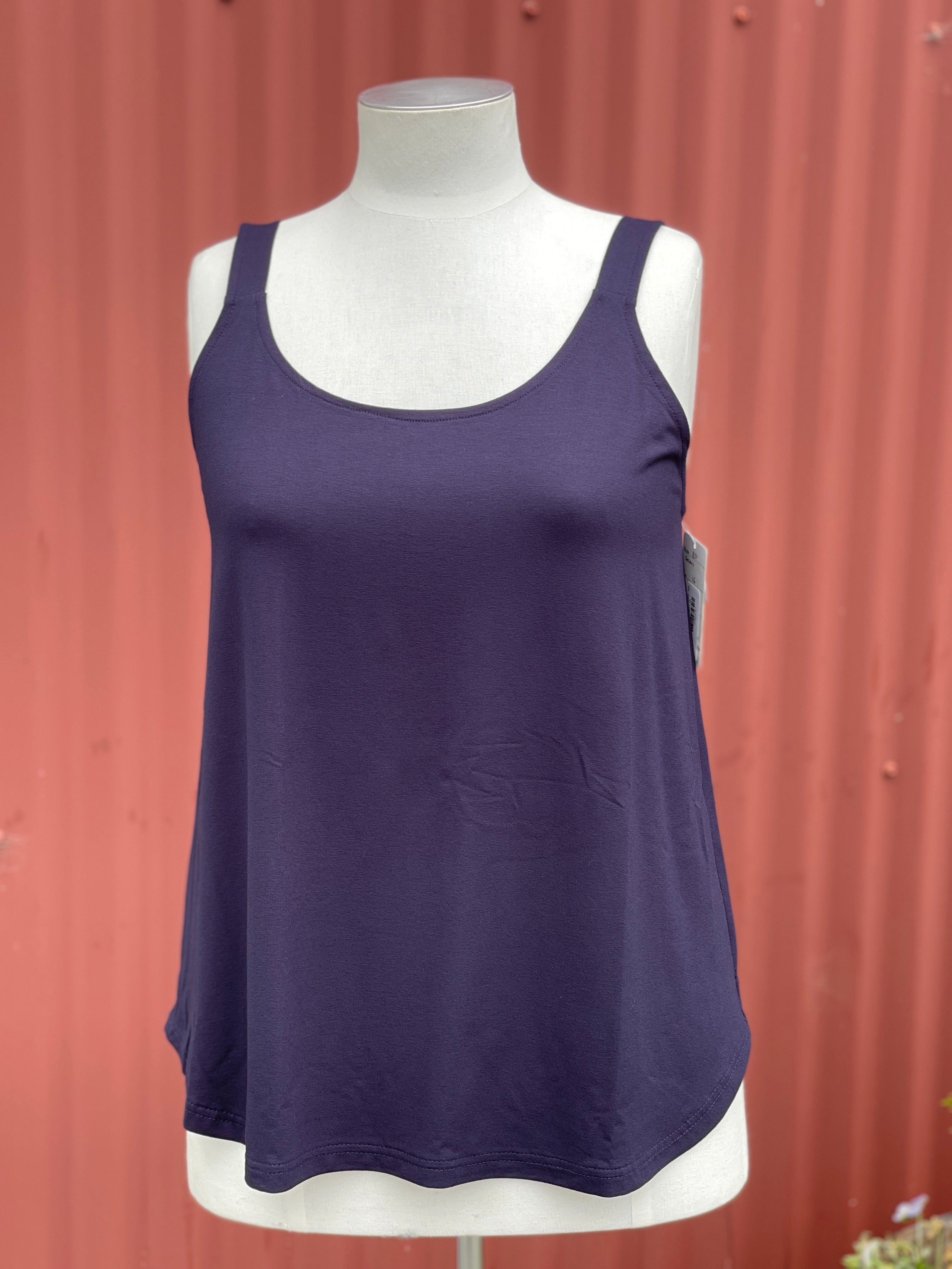 ! Curved Hem Singlet -Navy