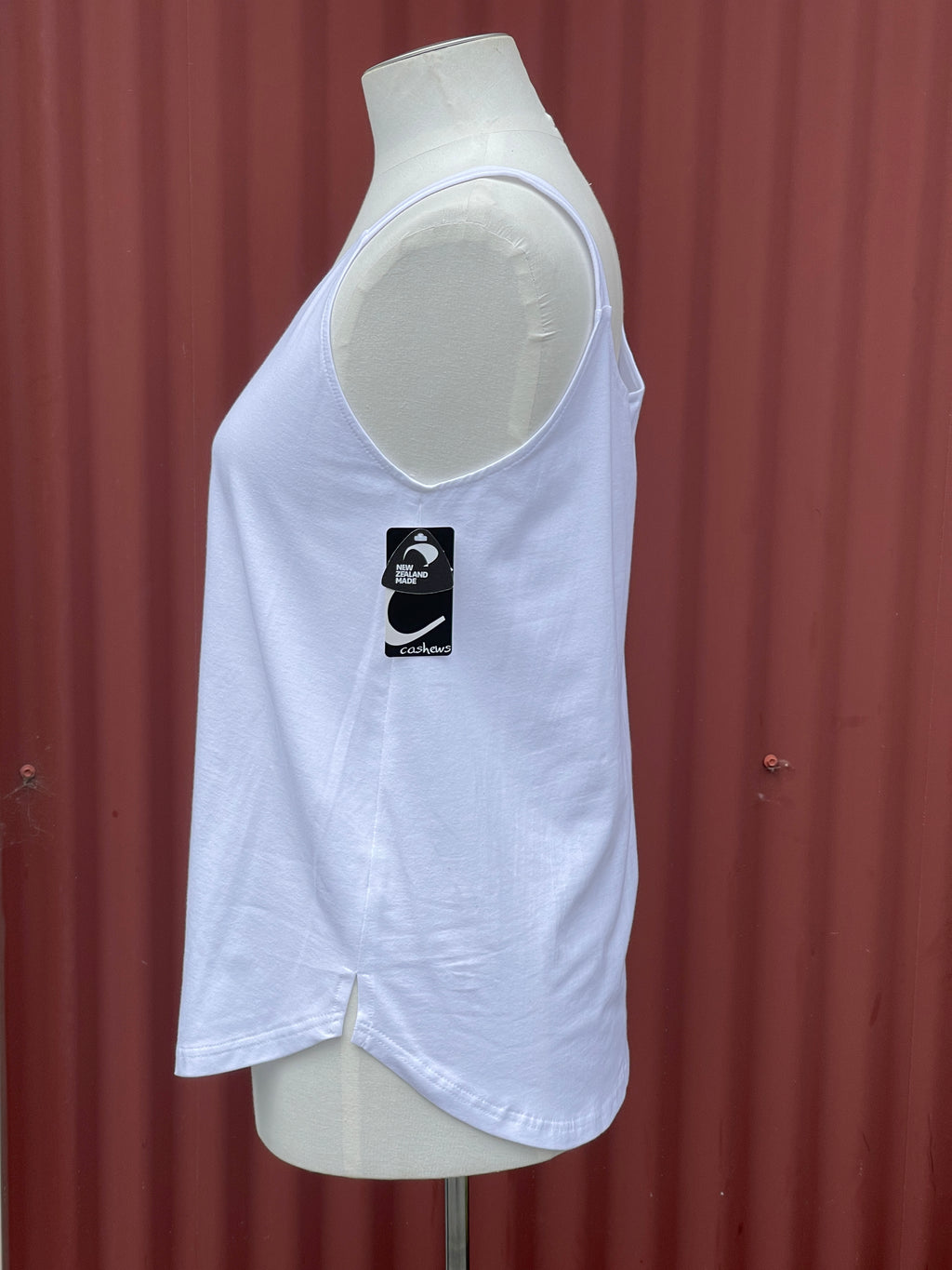 Curved Hem Singlet -White
