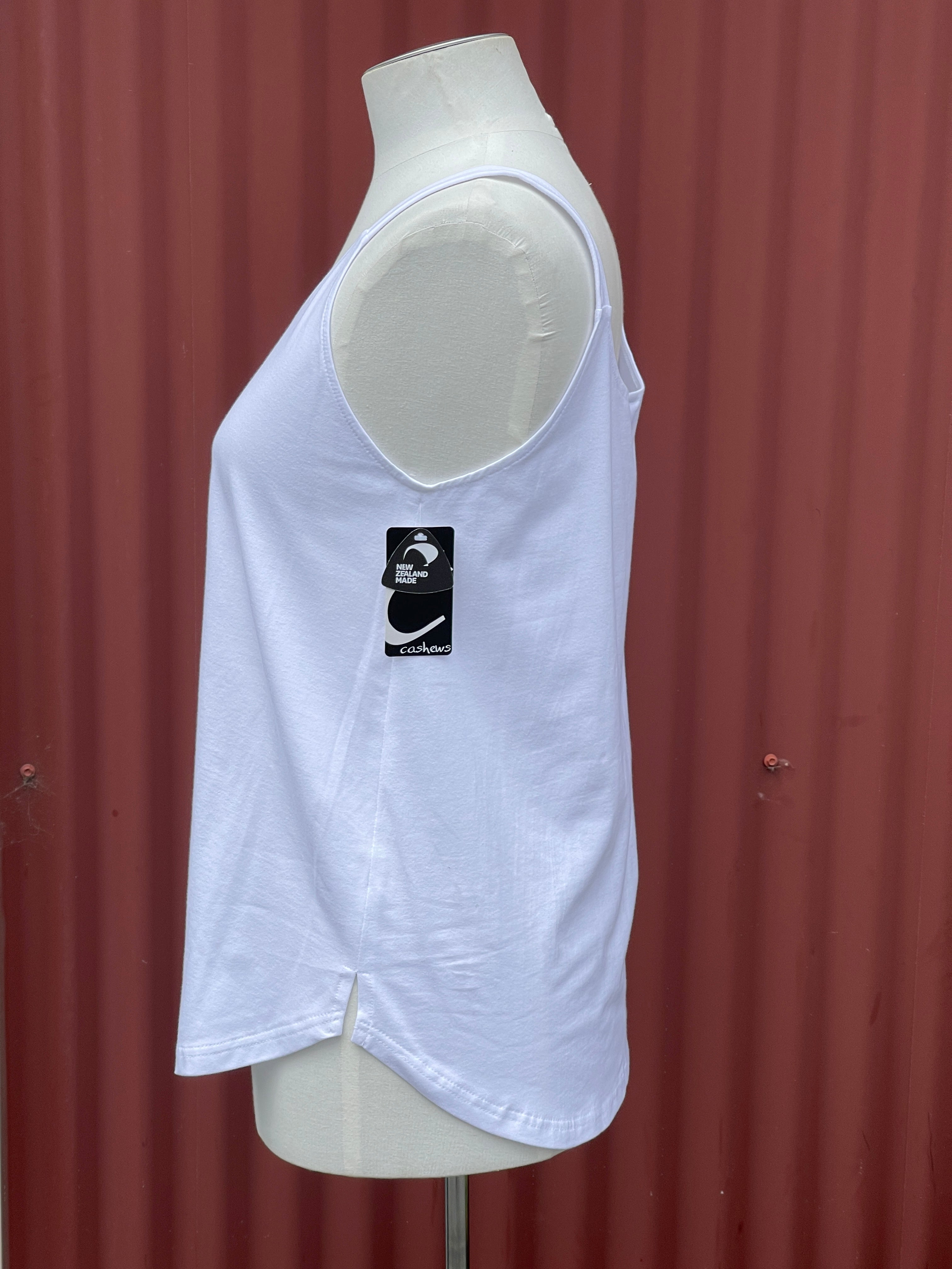 Curved Hem Singlet -White